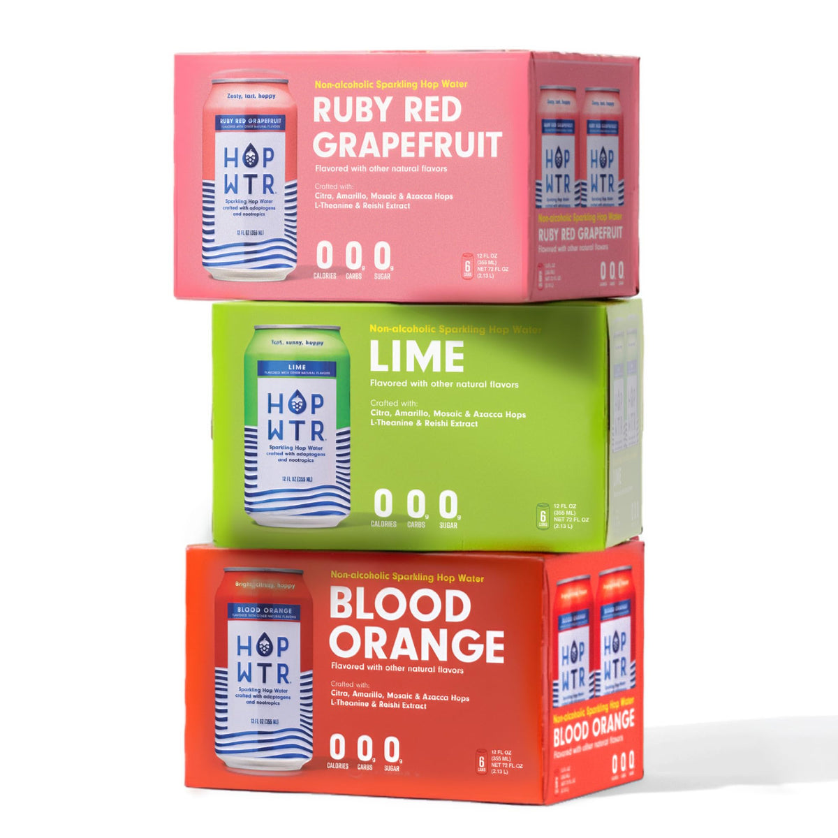 HOPWTR Citrus Variety Pack Sparkling Hop Water, NA Beer Alternative 36 Pack