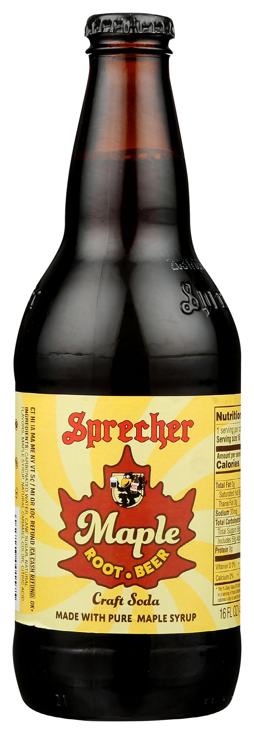Sprecher Maple Root Beer Soda, All Natural, 16 Fluid Ounces (Pack Of 24)