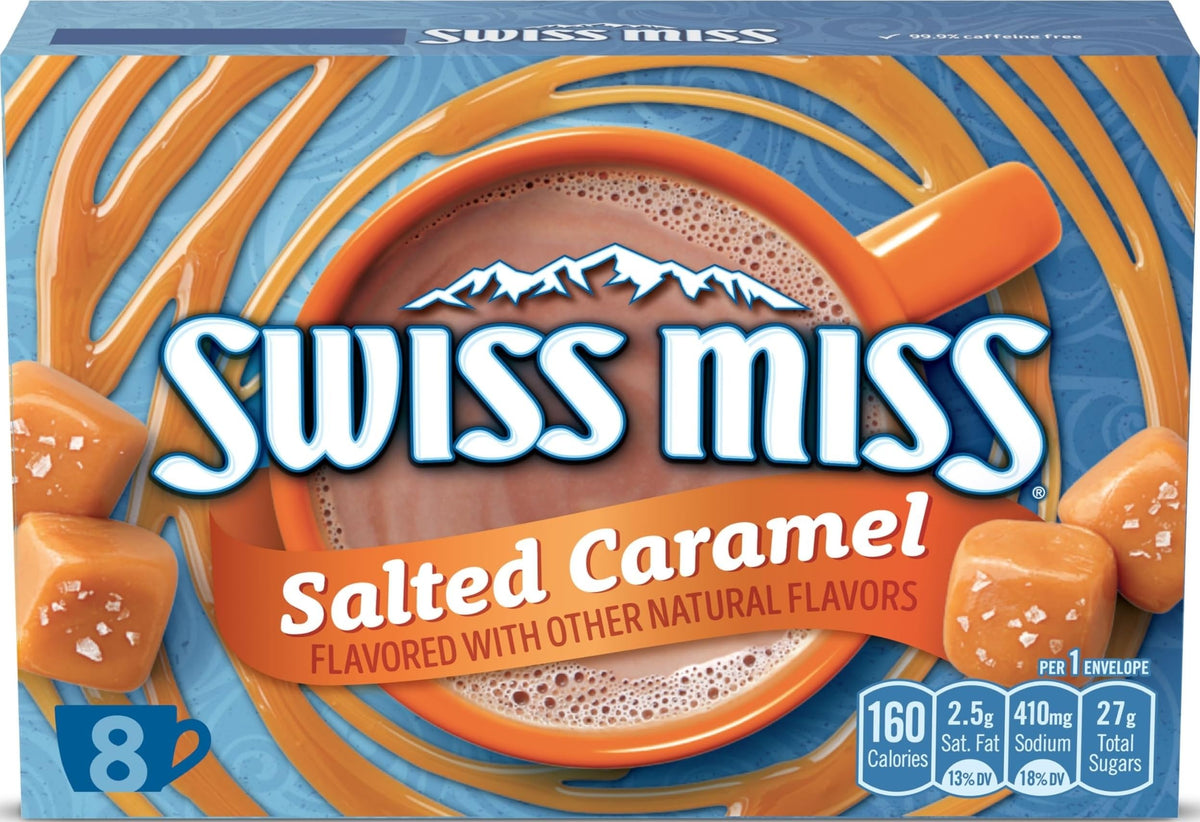 Swiss Miss Salted Caramel Flavored Hot Cocoa Mix, 1.38 oz pack of 8