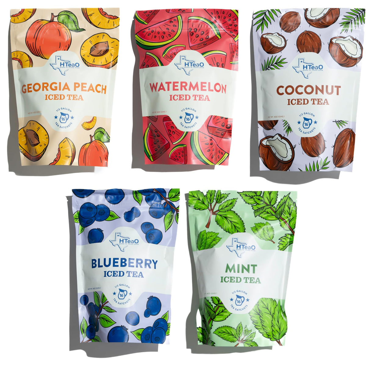 HTeaO Iced Tea Bags - Makes 16 Gallons - Texas Style (Variety Pack)